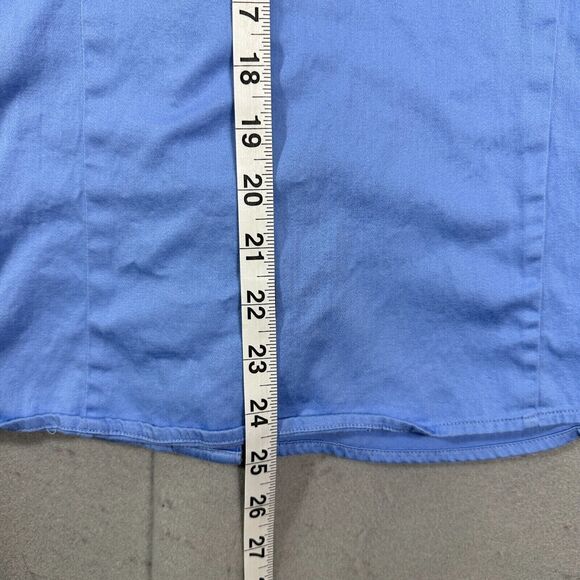 CJ Banks Womens Button Up Top Long Sleeve  Blue Stretch Plus Size 1X - Picture 7 of 9